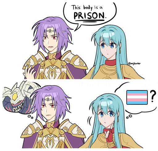  Lyon: "This body is a prison", Lyon thinking about being possessed by a demon, Eirika thinking he is trans